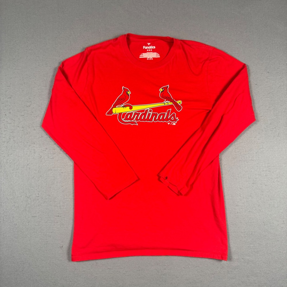 Fanatics St Louis Cardinals Shirt Mens Medium Red Cotton Long Sleeve Graphic Tee